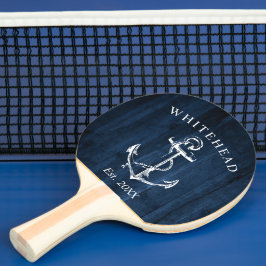 Pala De Ping Pong Nautical Anchor Monograma Marina Madera Azul