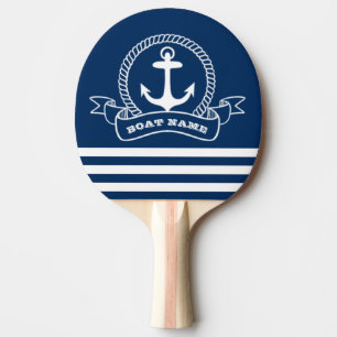 Pala De Ping Pong Nautical Anchor Navy con tiras azules