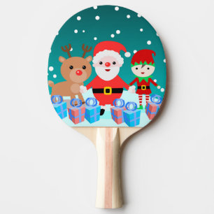 PALA DE PING PONG NAVIDAD CON SANTA Y SUS AMIGOS