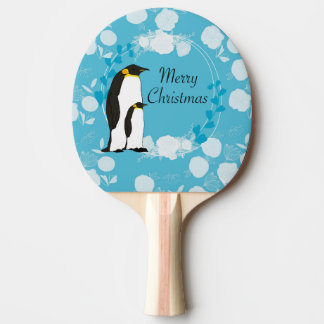Pala De Ping Pong navidad, navidades, pingüino, flores, azul,