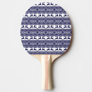 Pala De Ping Pong Navidades, azul y blanco escandinavo