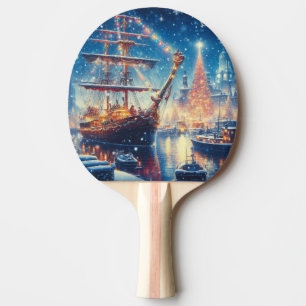Pala De Ping Pong Navidades/barco atracado en invierno