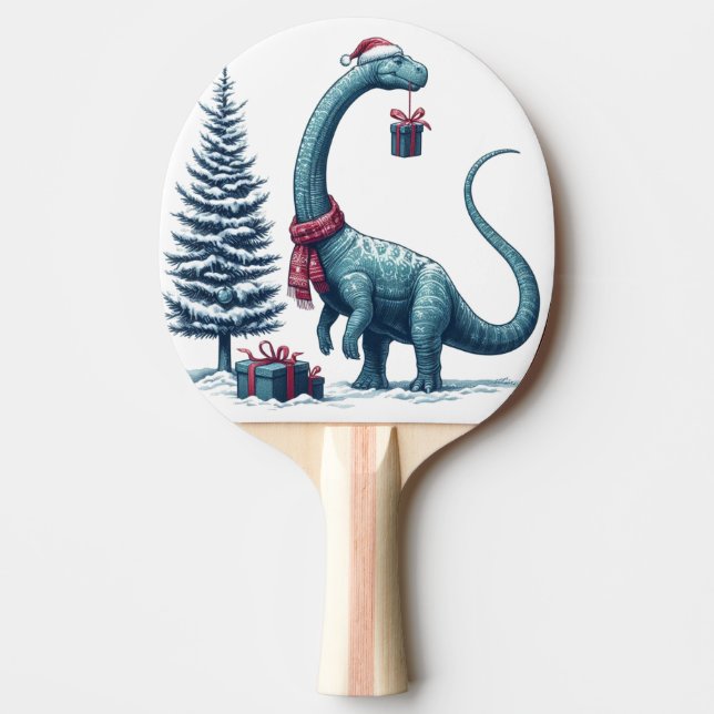 Pala De Ping Pong Navidades Brontosaurus dinosaur (Anverso)