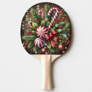 Pala De Ping Pong Navidades clásicos de caña de caña de caña/menta v