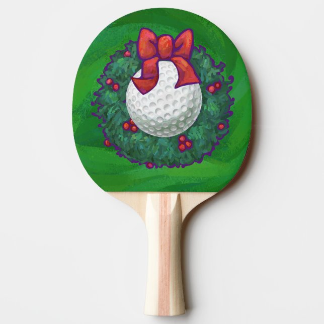 Pala De Ping Pong Navidades de bolas de golf escriben sobre verde (Reverso)