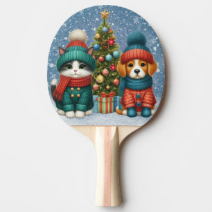 Pala De Ping Pong Navidades de cachorro y gatito