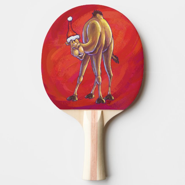 Pala De Ping Pong Navidades De Camellos Cuidados En Rojo (Anverso)