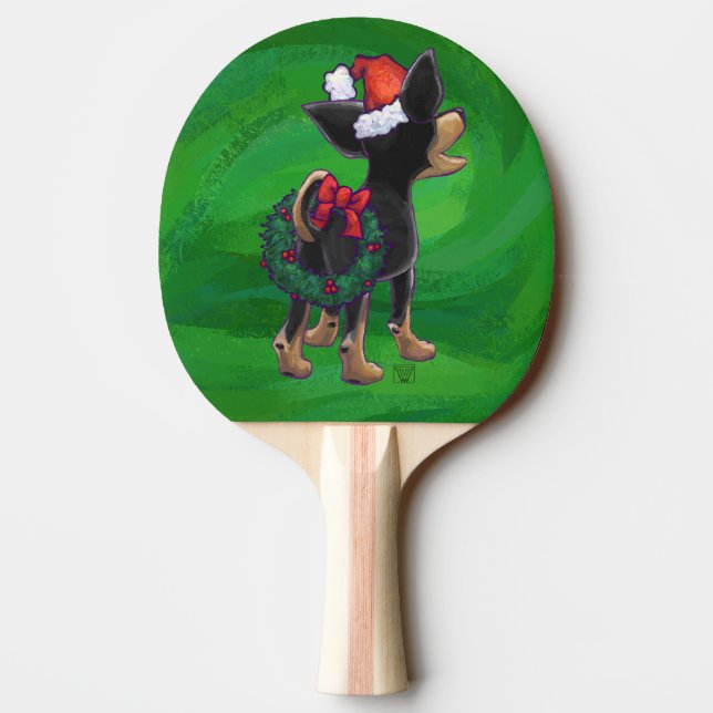 Pala De Ping Pong Navidades De Chihuahua En Verde (Reverso)