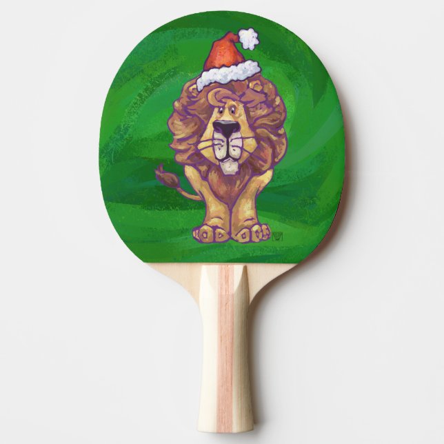 Pala De Ping Pong Navidades De Leones En Verde (Anverso)