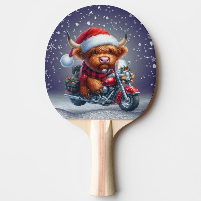 Pala De Ping Pong Navidades de motor de Cute Highland Cow (Anverso)
