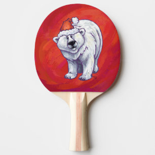 Pala De Ping Pong Navidades De Oso Polar En Rojo
