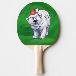 Pala De Ping Pong Navidades De Oso Polar En Verde
