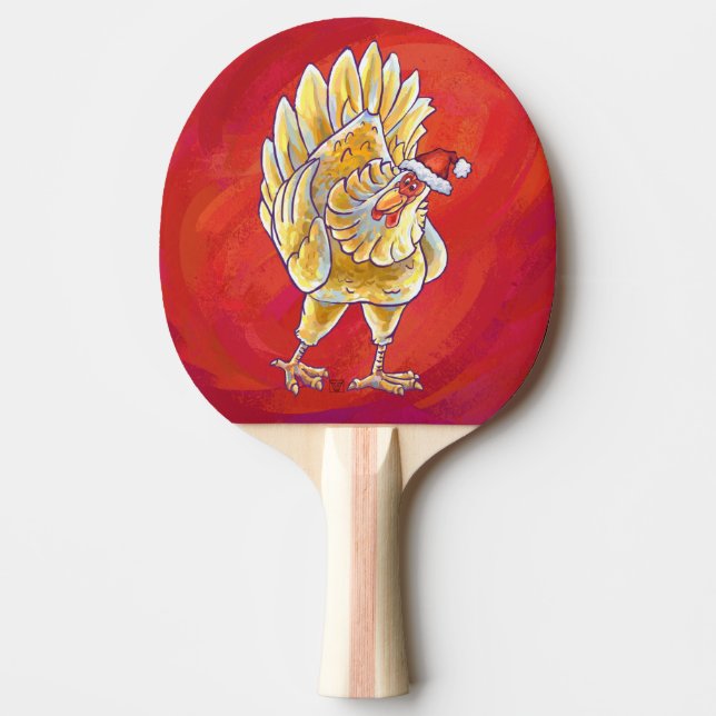 Pala De Ping Pong Navidades De Pollo En Rojo (Anverso)