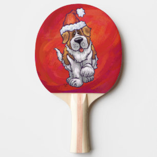 Pala De Ping Pong Navidades De St. Bernard En Rojo