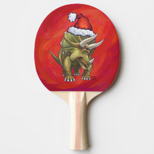 Pala De Ping Pong Navidades De Triceratops En Rojo