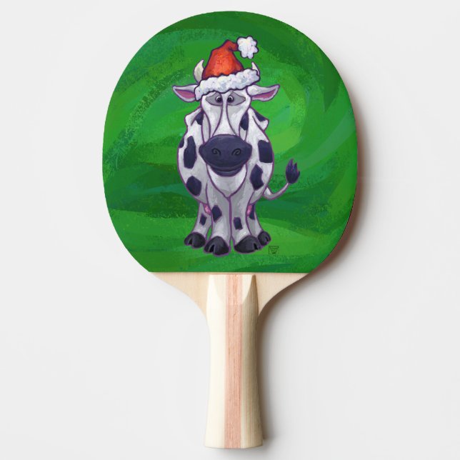 Pala De Ping Pong Navidades De Vacas En Verde (Anverso)