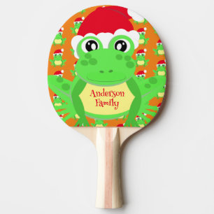 Pala De Ping Pong Navidades Frog Santa Hat Patrón Naranja Novedad