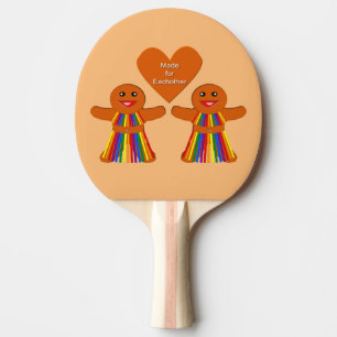 Pala De Ping Pong Navidades lesbianas Gingerbread Pareja de Damas