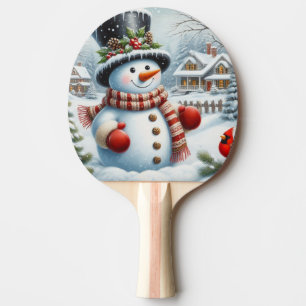 Pala De Ping Pong Navidades lindos, vintage/caprichosos/snowman inve