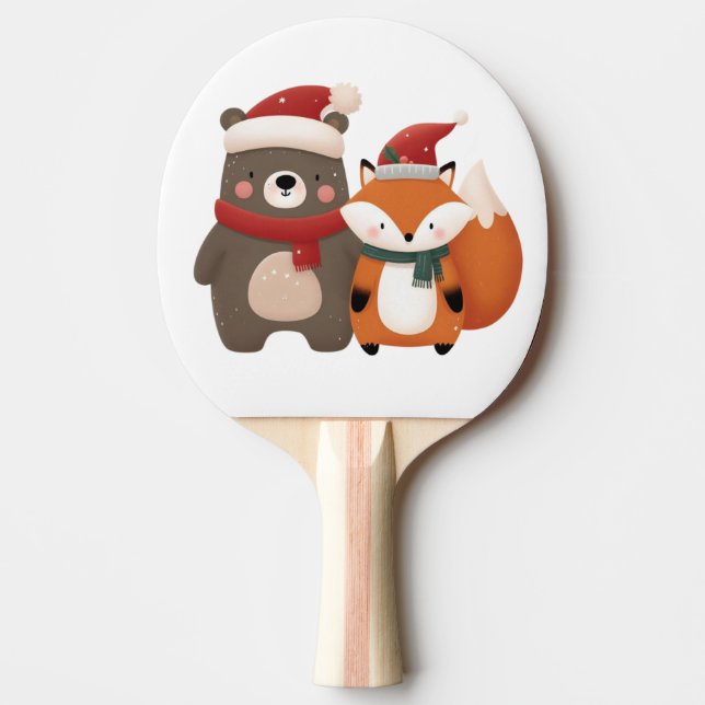 Pala De Ping Pong Navidades/Oso blanco invernal y Fox (Anverso)