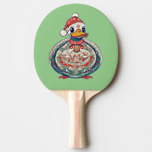 Pala De Ping Pong Navidades Pato Folklórico Con Sombrero Santa