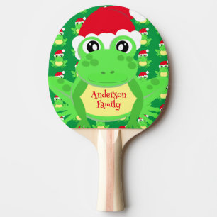 Pala De Ping Pong Navidades Rana Patrón Santa Hat Novedad Verde