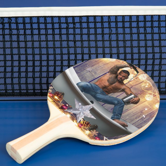 Pala De Ping Pong Navidades SlipperyJoe estrellas doradas luces moja (in situ)