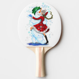 Pala De Ping Pong Navidades Snowman y la bailarina Chica Ping Pong P