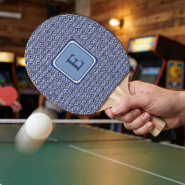 Pala De Ping Pong Navy Geometric Chevron Monogram Design
