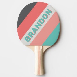 Pala De Ping Pong Negrita coral cruda con el nombre a rayas