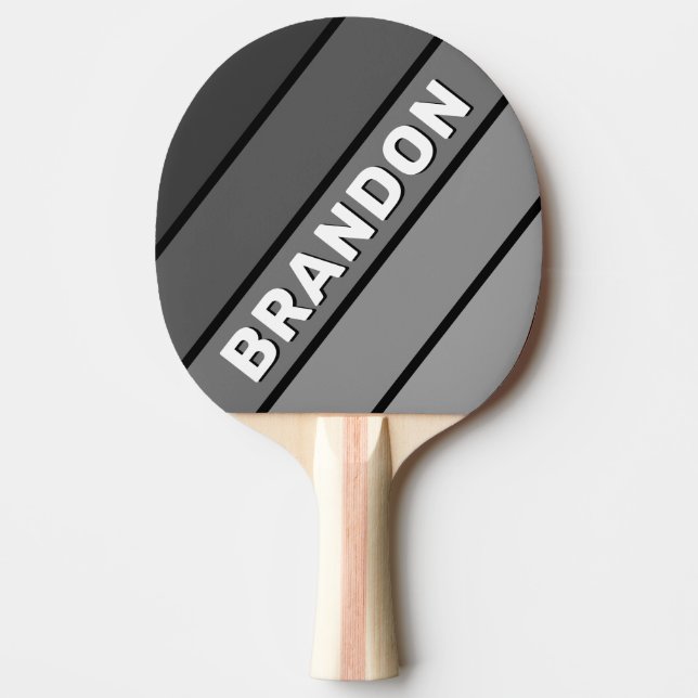 Pala De Ping Pong Negrita de arcoiris de gradiente oscuro con nombre (Anverso)