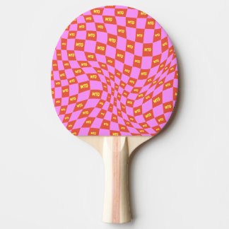 Pala De Ping Pong neón a cuadros color rosa naranja amarillo retro m