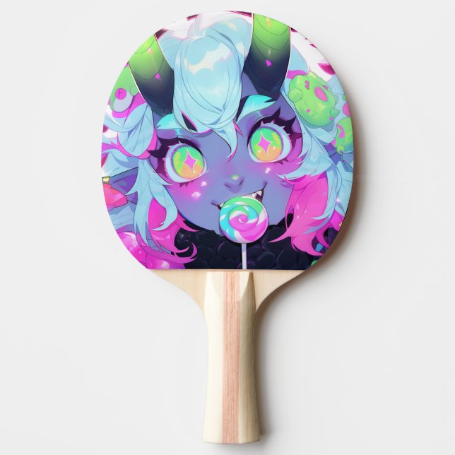 Pala De Ping Pong Neon Candy Demon Monster Chica Estética (Anverso)