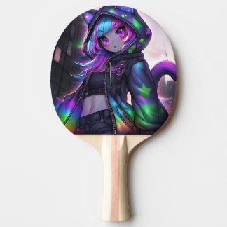 Pala De Ping Pong Neon Catgirl Table Tennis Vibes