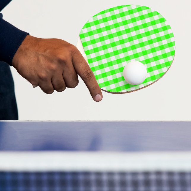 Pala De Ping Pong Neon Green Gingham Pattern de Shirley Taylor (in situ)