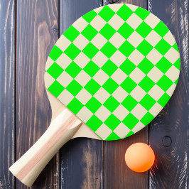Pala De Ping Pong Neón Verde y Cuadros de Crema
