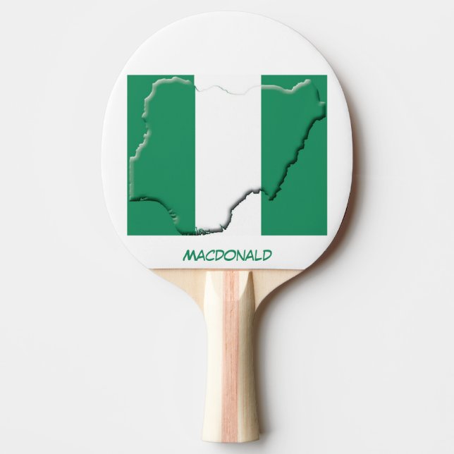 Pala De Ping Pong NIGERIA FLAG & MAP personalizado (Anverso)