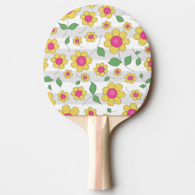 Pala De Ping Pong Niños con flores de margarita dibujando primavera  (Anverso)