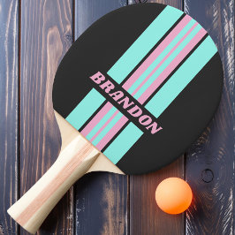 Pala De Ping Pong Noche Retro Prism Rally Stripe con Nombre