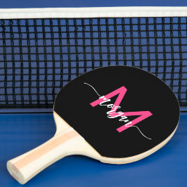 Pala De Ping Pong Nombra de Monograma del guión moderno rosado calie