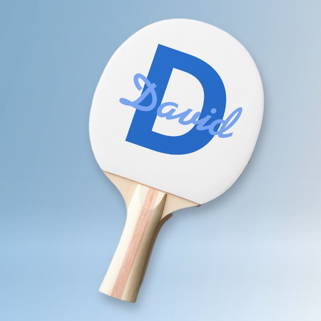 Pala De Ping Pong Nombre azul y monograma (Subido por el creador)