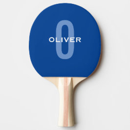 Pala De Ping Pong Nombre blanco azul monograma personalizado