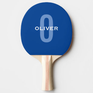 Pala De Ping Pong Nombre blanco azul monograma personalizado