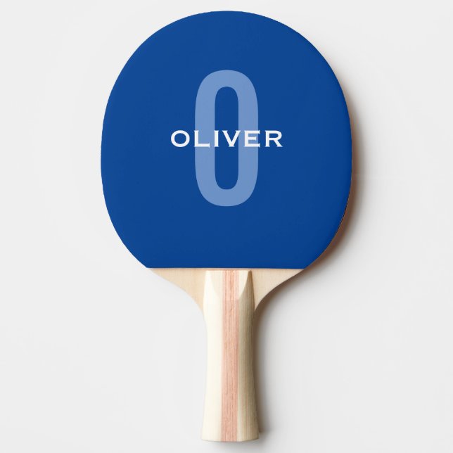 Pala De Ping Pong Nombre blanco azul monograma personalizado (Anverso)