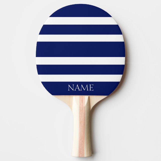 Pala De Ping Pong Nombre blanco del personalizado de las rayas de (Anverso)
