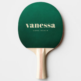 Pala De Ping Pong Nombre Clásico Moderno Minimalista Verde Esmeralda