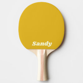 Pala De Ping Pong nombre con monograma moderno en amarillo y blanco