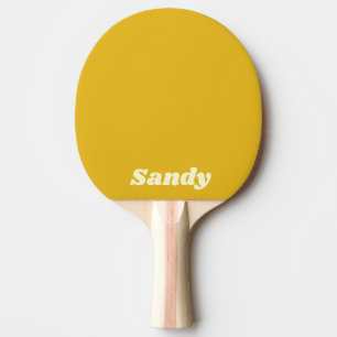 Pala De Ping Pong nombre con monograma moderno en amarillo y blanco