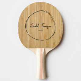 Pala De Ping Pong Nombre de Bambú Oscuro en Círculo Dibujado