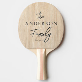 Pala De Ping Pong Nombre de familia escrito a mano de pino blanco